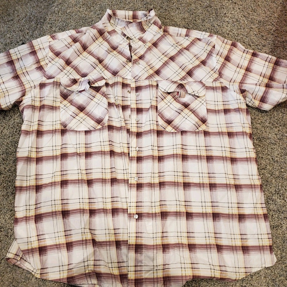 Haband‎ Western Button Up Pearl Snap Shirt Men's XXL Plaid Short Sleeve Rodeo